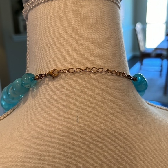 Large Bubble Necklace with Copper Circles! Big Bold Clear Blue Ball 20” Necklace - Picture 8 of 13